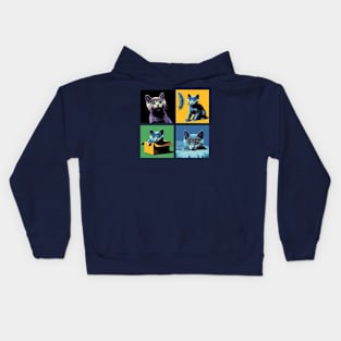 Russian Blue Pop Art - Cute Kitties Kids Hoodie